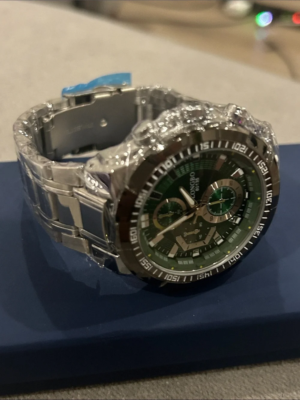 Stainless Steel Men's Watch with Green Dial - Unbranded